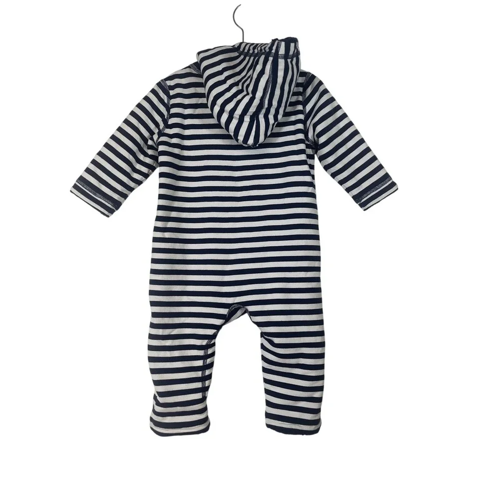 Hanna Andersson Kids Striped Hooded Jumpsuit Sleeper One Piece Size 6-12‎ Months